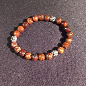 Facet Tiger Eye & Bali Silver stretch bracelet